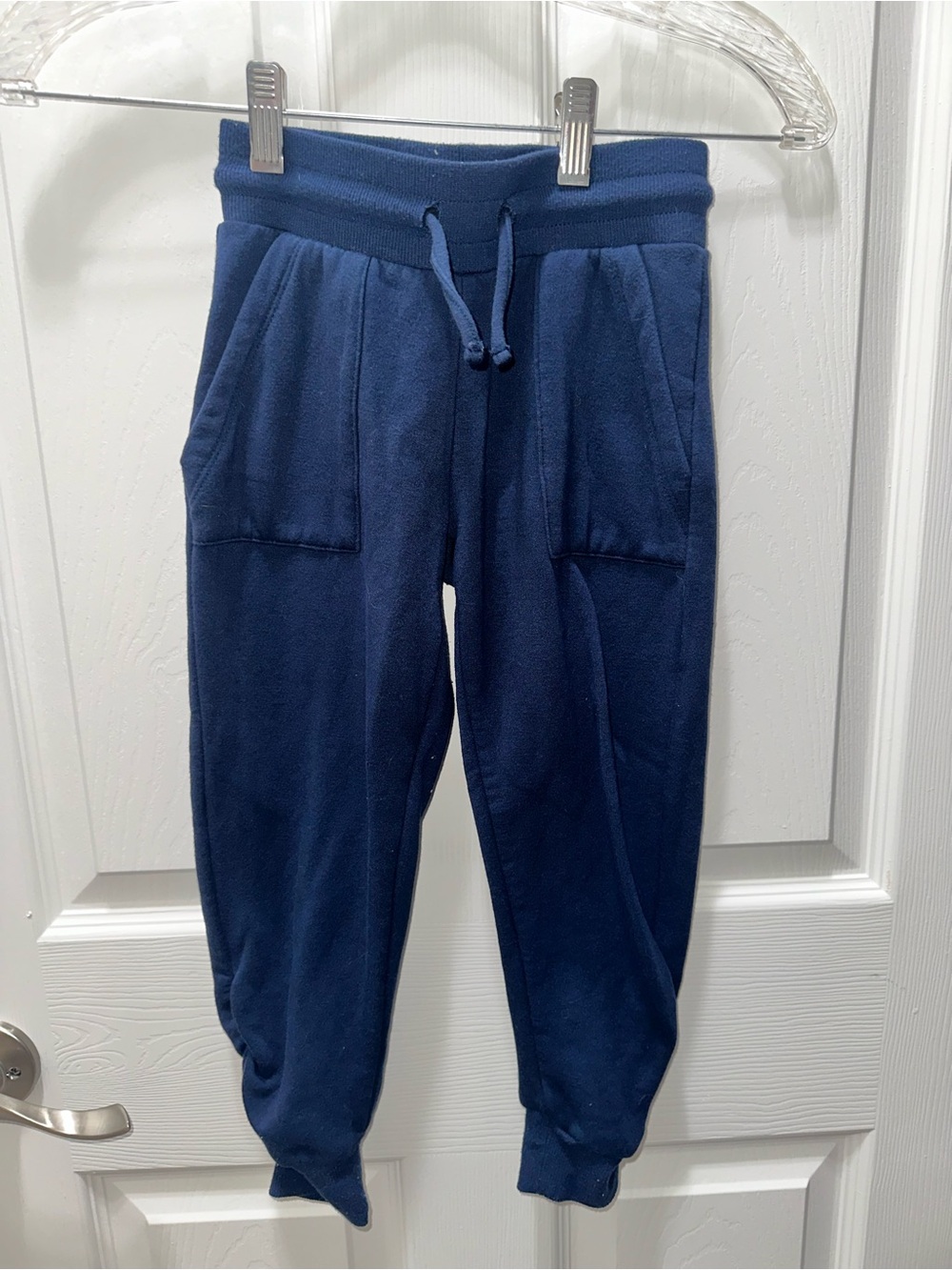 Kids Navy Drawstring Joggers with Patch Pockets